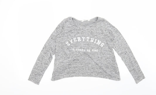 H&M Girls Grey   Pullover Sweatshirt Size 11-12 Years  - Everything is going to be fine