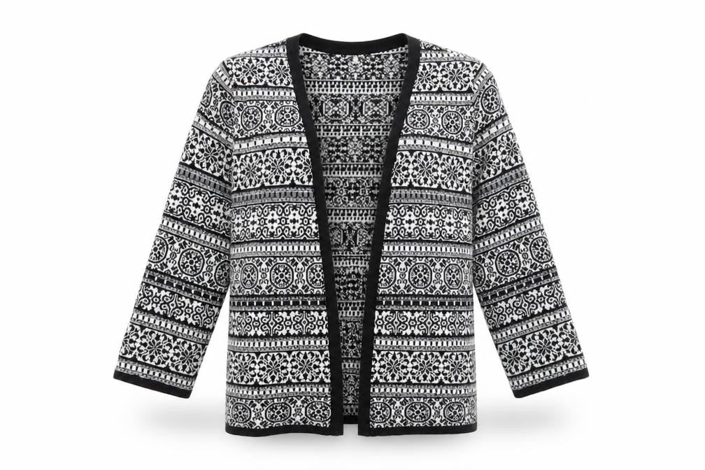 F&F Womens Black Geometric  Cardigan Jumper Size 14