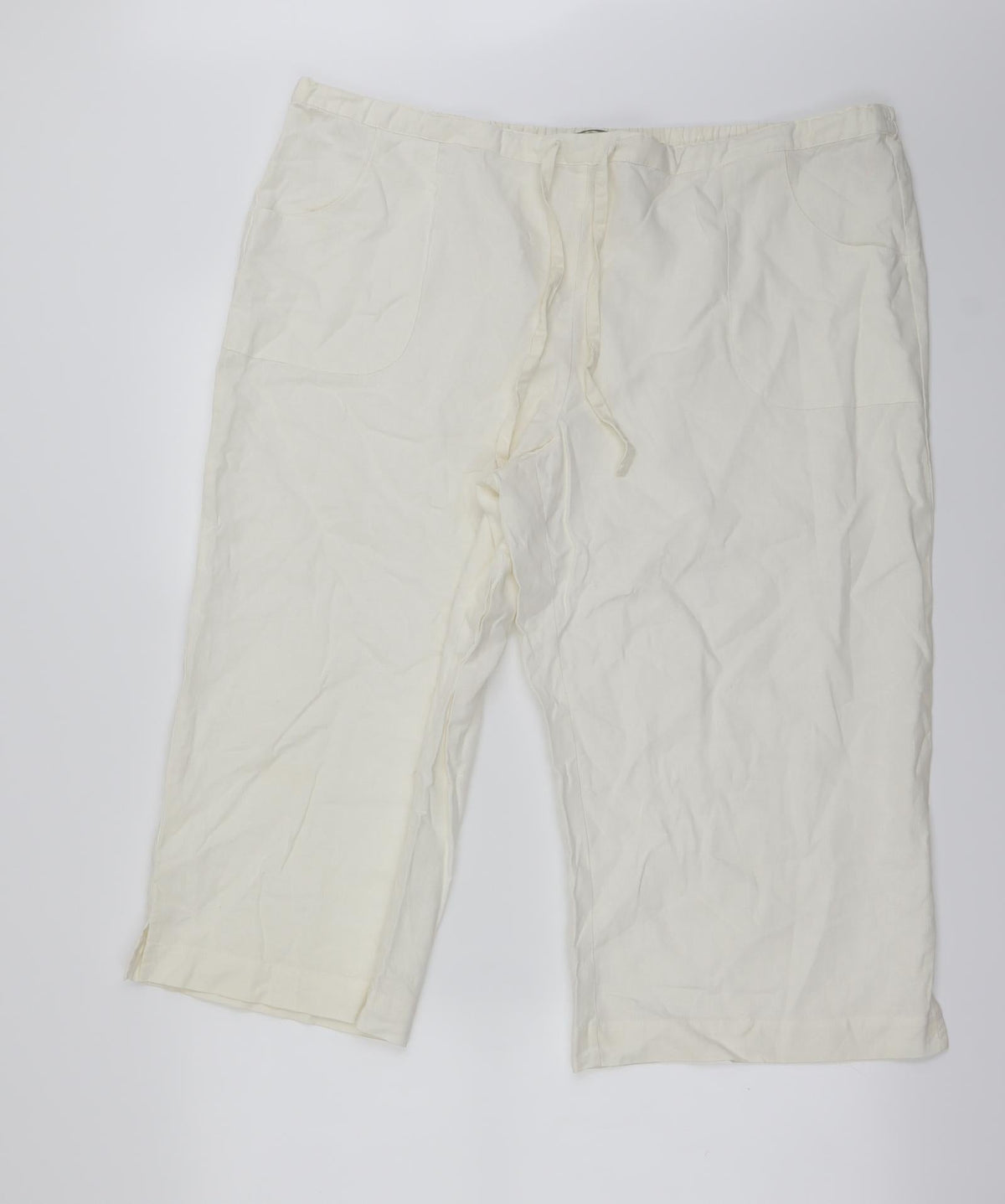 Preworn Womens Ivory   Cropped Trousers Size 34 in L20 in
