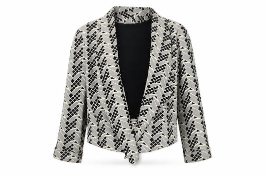 Preworn Womens Beige Geometric  Jacket Blazer Size 10