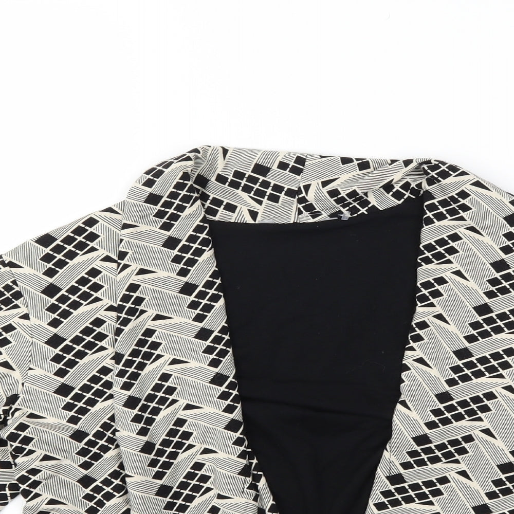 Preworn Womens Beige Geometric  Jacket Blazer Size 10