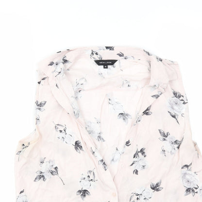 Preloved New Look Womens Pink Floral  Basic Blouse Size 12 - Detail