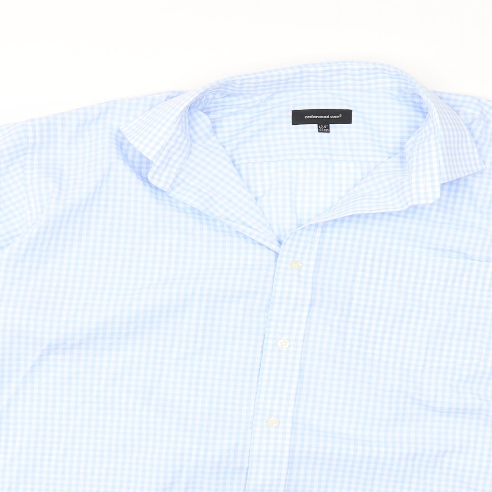 Cedar Wood State Mens Blue Check   Button-Up Size 17.5