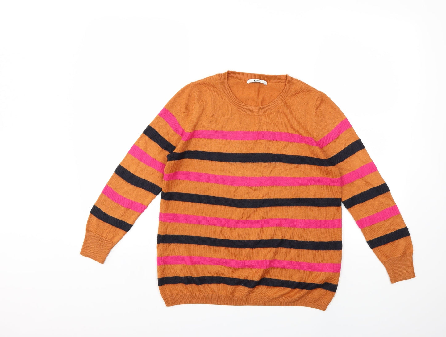 TU Womens Brown Striped Knit Pullover Jumper Size 8