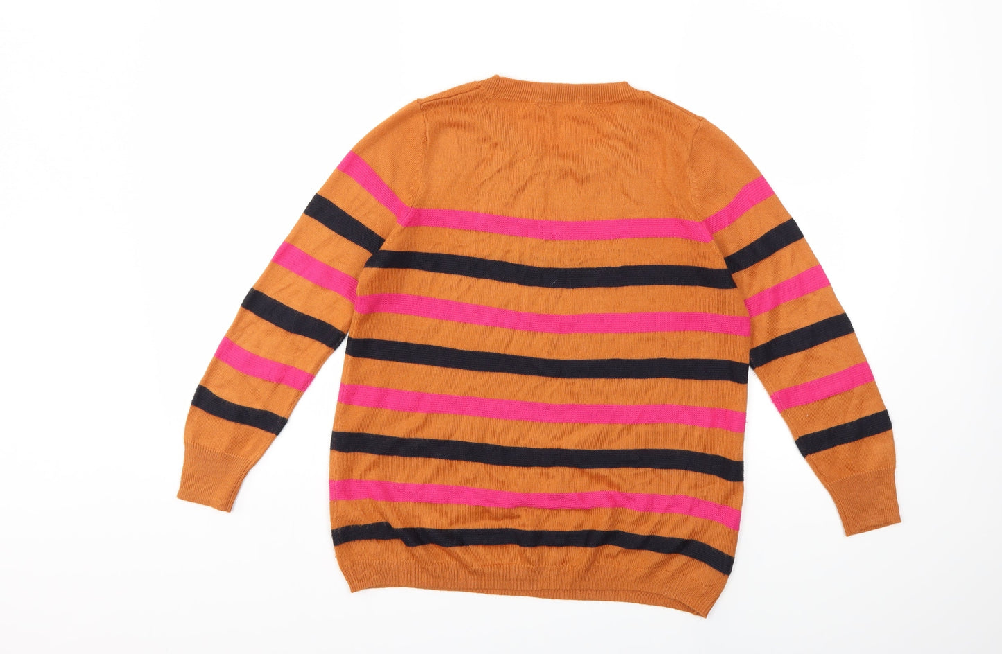 TU Womens Brown Striped Knit Pullover Jumper Size 8