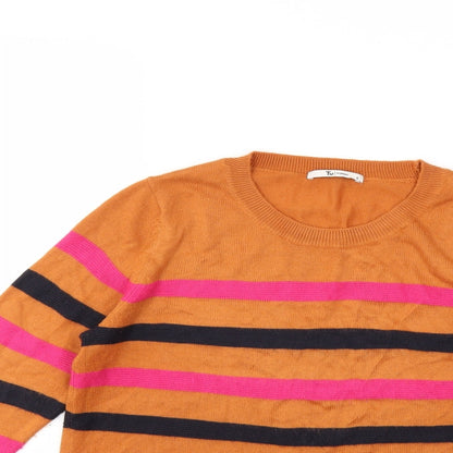 Preloved TU Womens Brown Striped Knit Pullover Jumper Size 8 - Detail