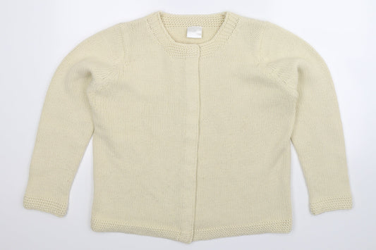 Preworn Womens White  Knit Cardigan Jumper Size 14