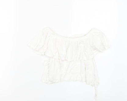 Missguided Womens White   Cropped T-Shirt Size 10
