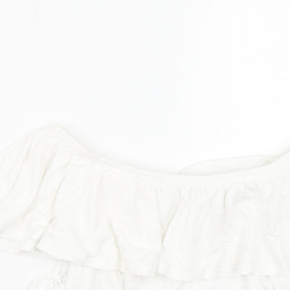 Missguided Womens White   Cropped T-Shirt Size 10