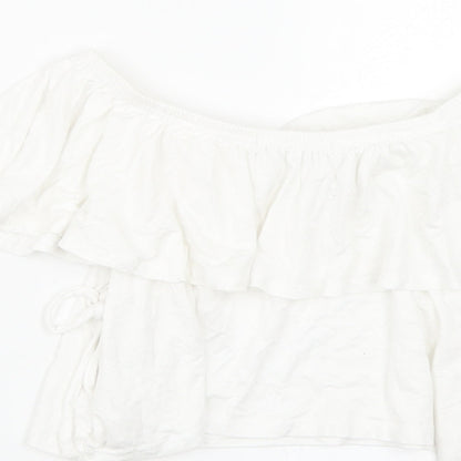 Missguided Womens White   Cropped T-Shirt Size 10