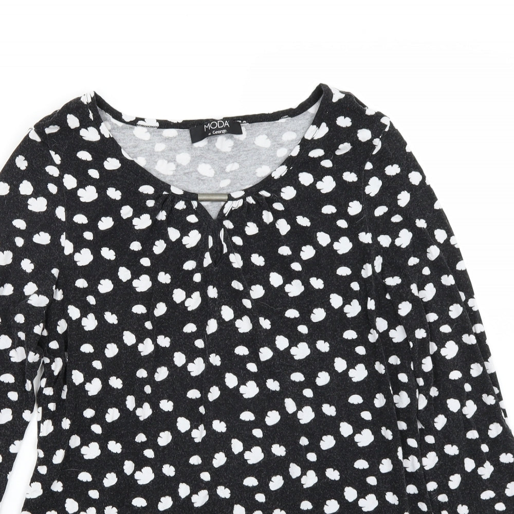 Moda Womens Black  Rayon Basic T-Shirt Size 14