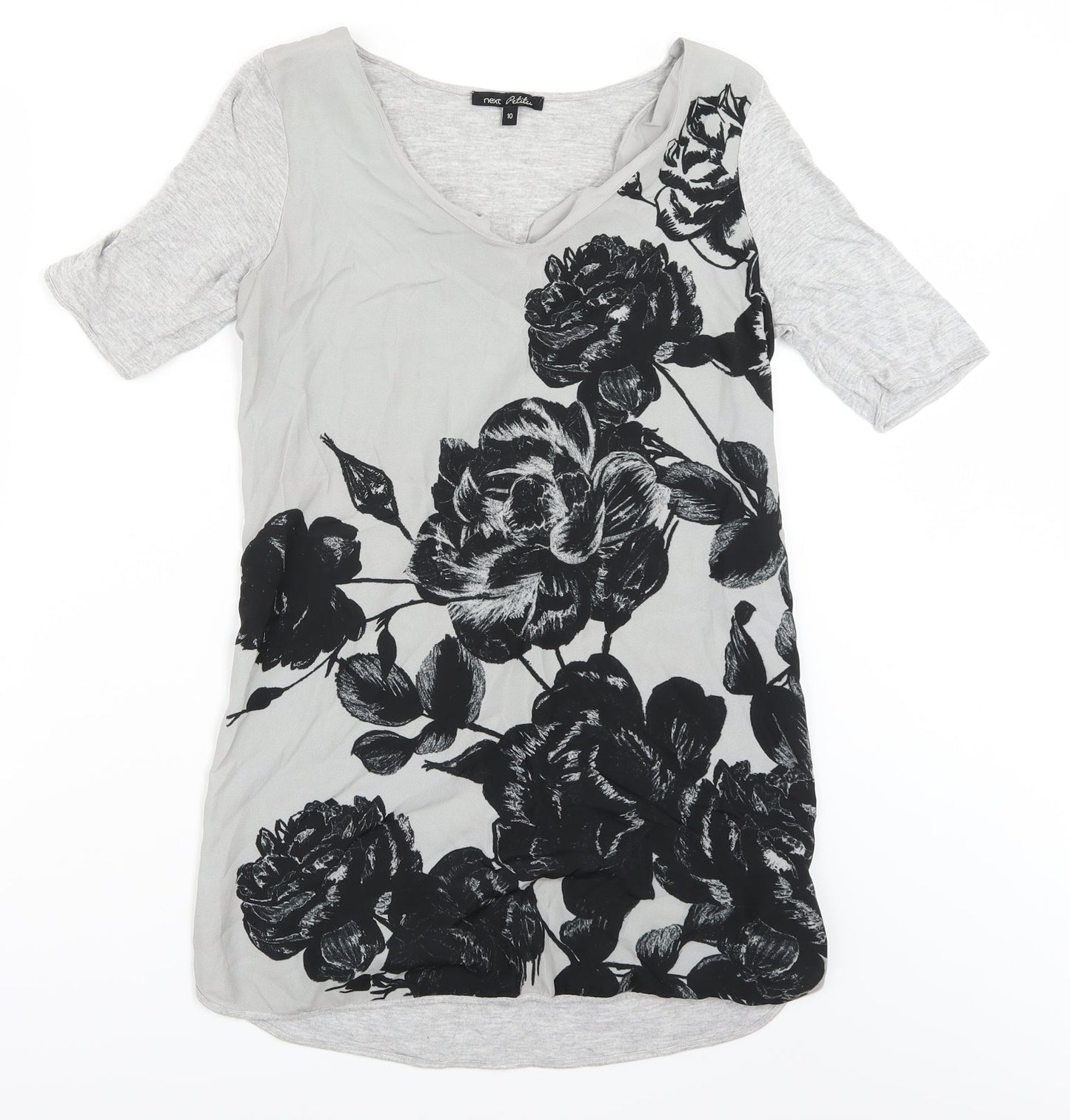 NEXT Womens Grey Floral  Basic T-Shirt Size 10