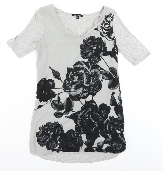 NEXT Womens Grey Floral  Basic T-Shirt Size 10