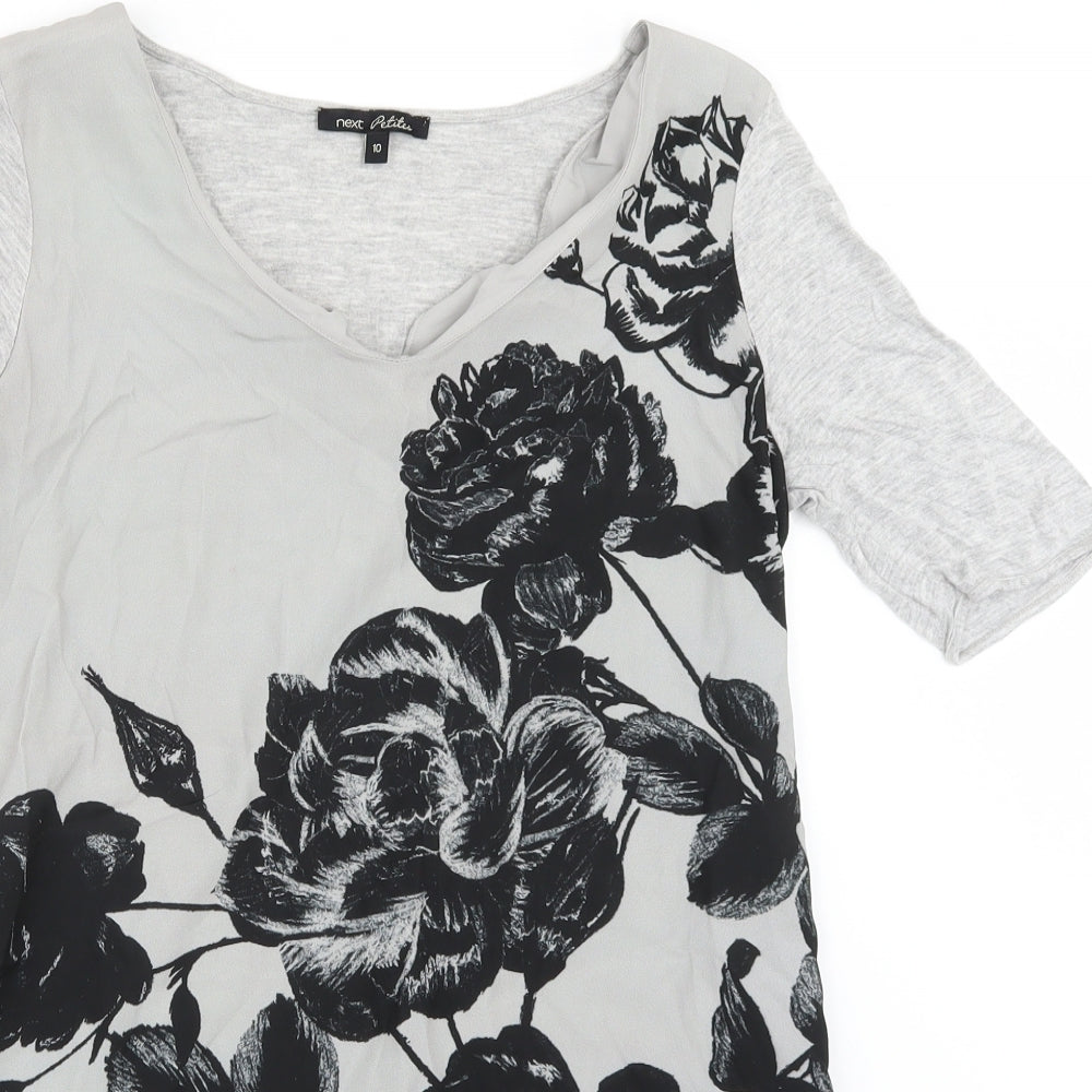NEXT Womens Grey Floral  Basic T-Shirt Size 10