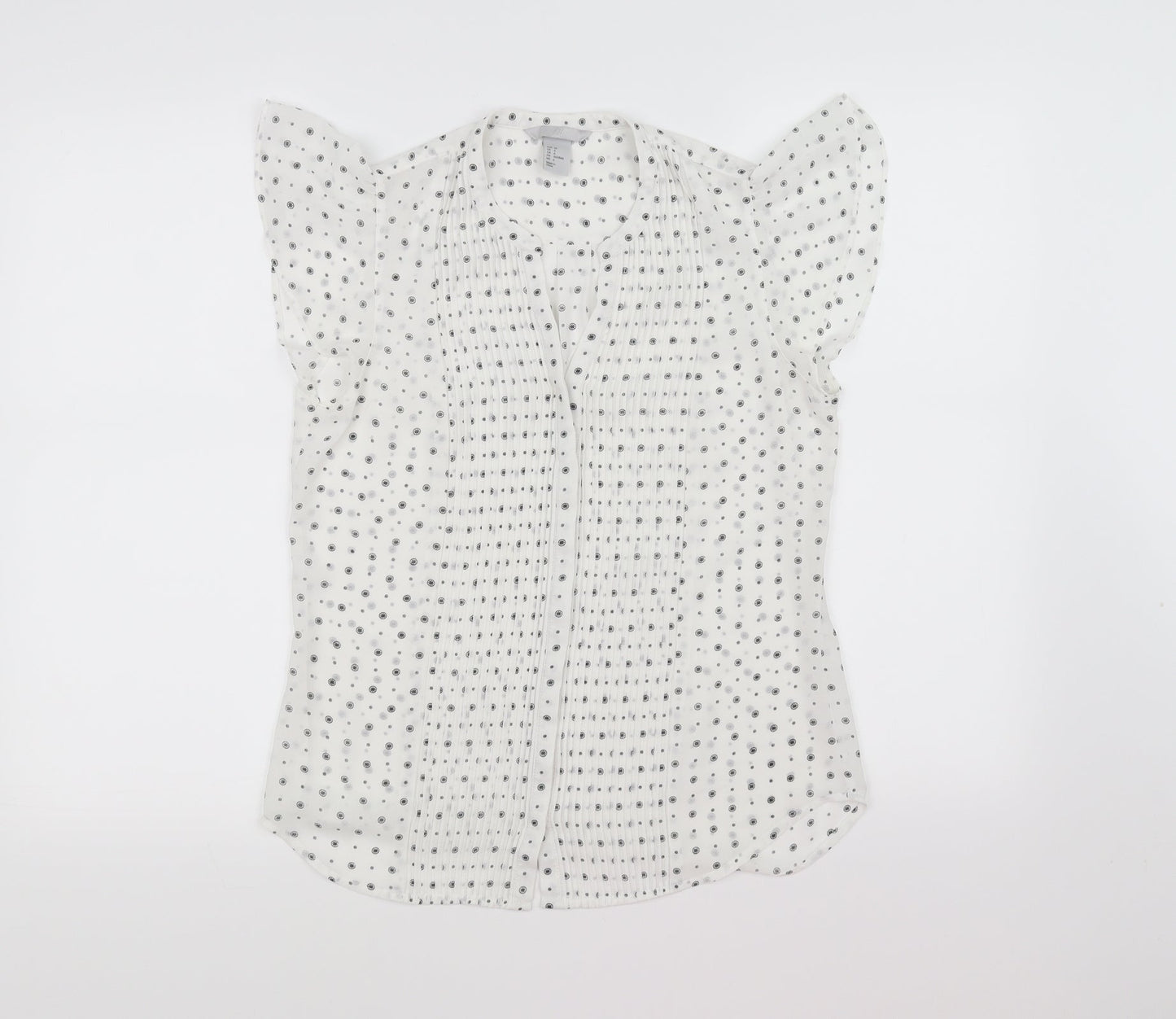 H&M Womens White Geometric  Basic Blouse Size 36