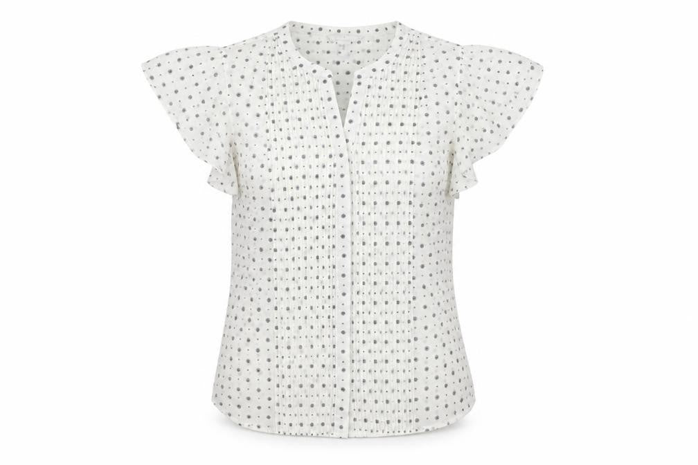 H&M Womens White Geometric  Basic Blouse Size 36