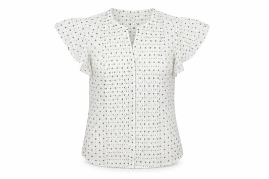 H&M Womens White Geometric  Basic Blouse Size 36