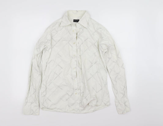 Burton Mens White Check   Button-Up Size S