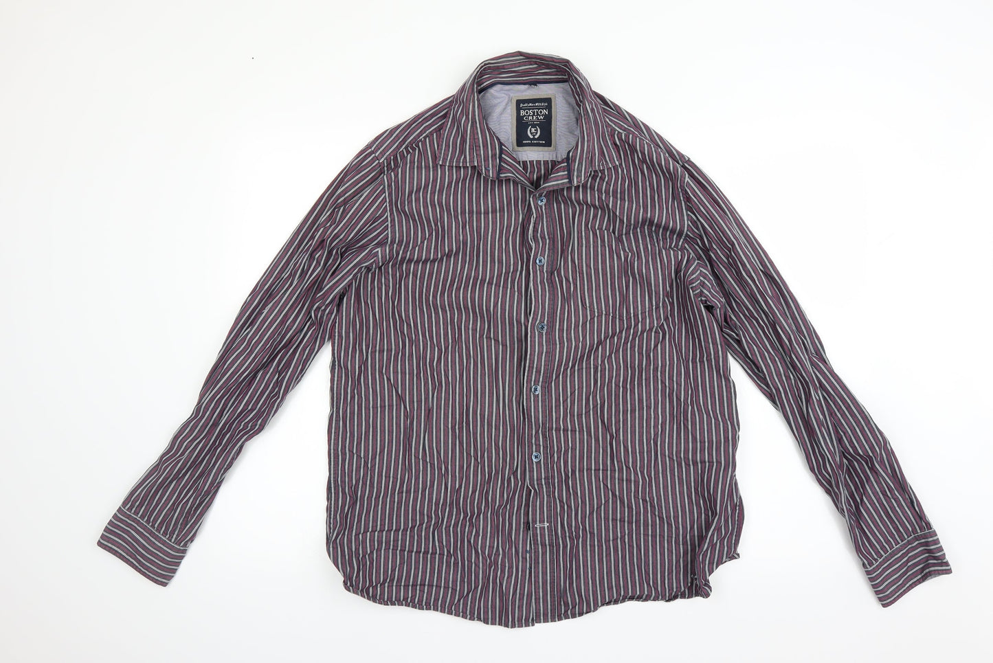 Boston crew Mens Multicoloured Striped   Button-Up Size L