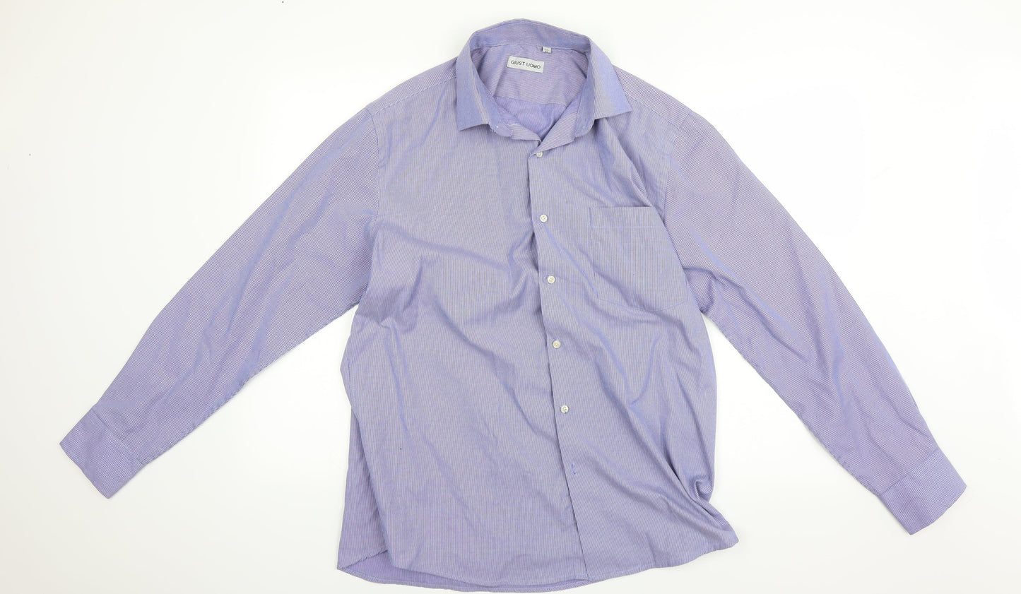 giust uomo Mens Blue Striped   Button-Up Size 42