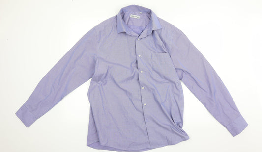 giust uomo Mens Blue Striped   Button-Up Size 42