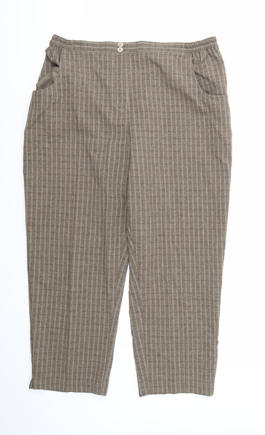 Essential Collection Womens Brown Check Rayon Trousers  Size 18 L24 in