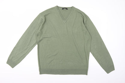 Preloved South Bay Mens Green  Knit Pullover Jumper Size M - Front