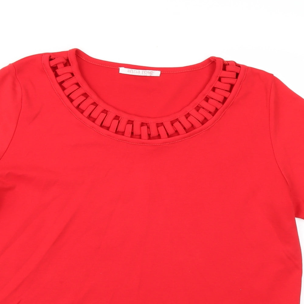 Anna Rose Womens Red   Basic T-Shirt Size L