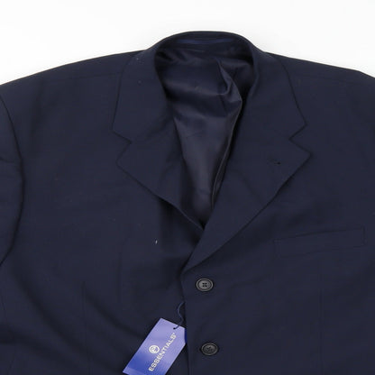 Essentials Mens Blue  Rayon Jacket Suit Jacket Size 44