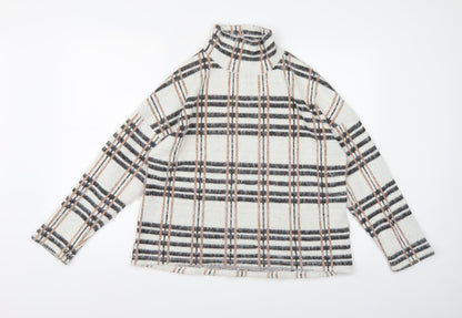 Preloved M&Co Womens White Check Knit Pullover Jumper Size 14 - Front