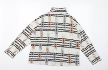 Preloved M&Co Womens White Check Knit Pullover Jumper Size 14 - Back