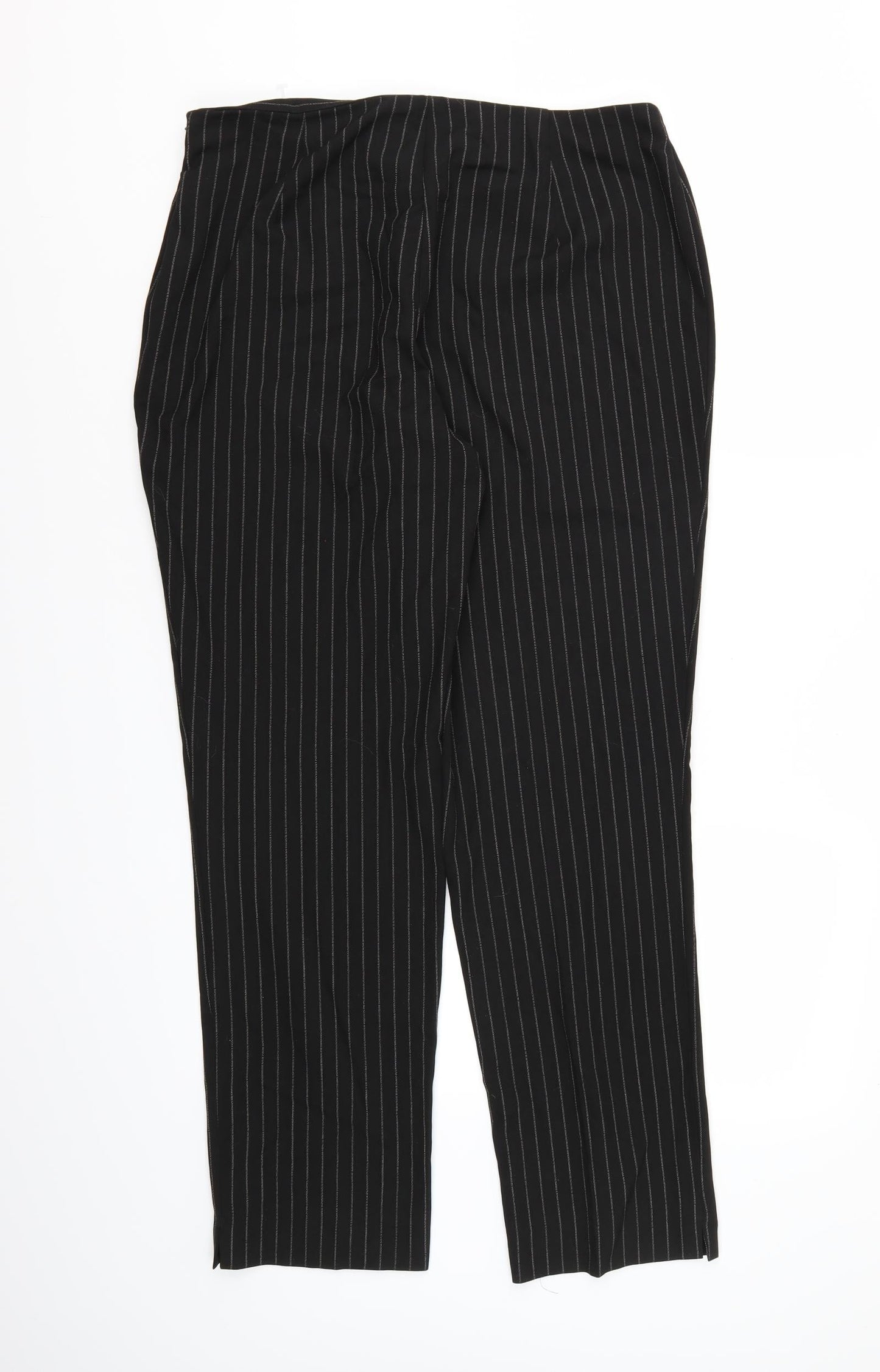 Marks and Spencer Womens Black Striped  Trousers  Size 16 L28 in