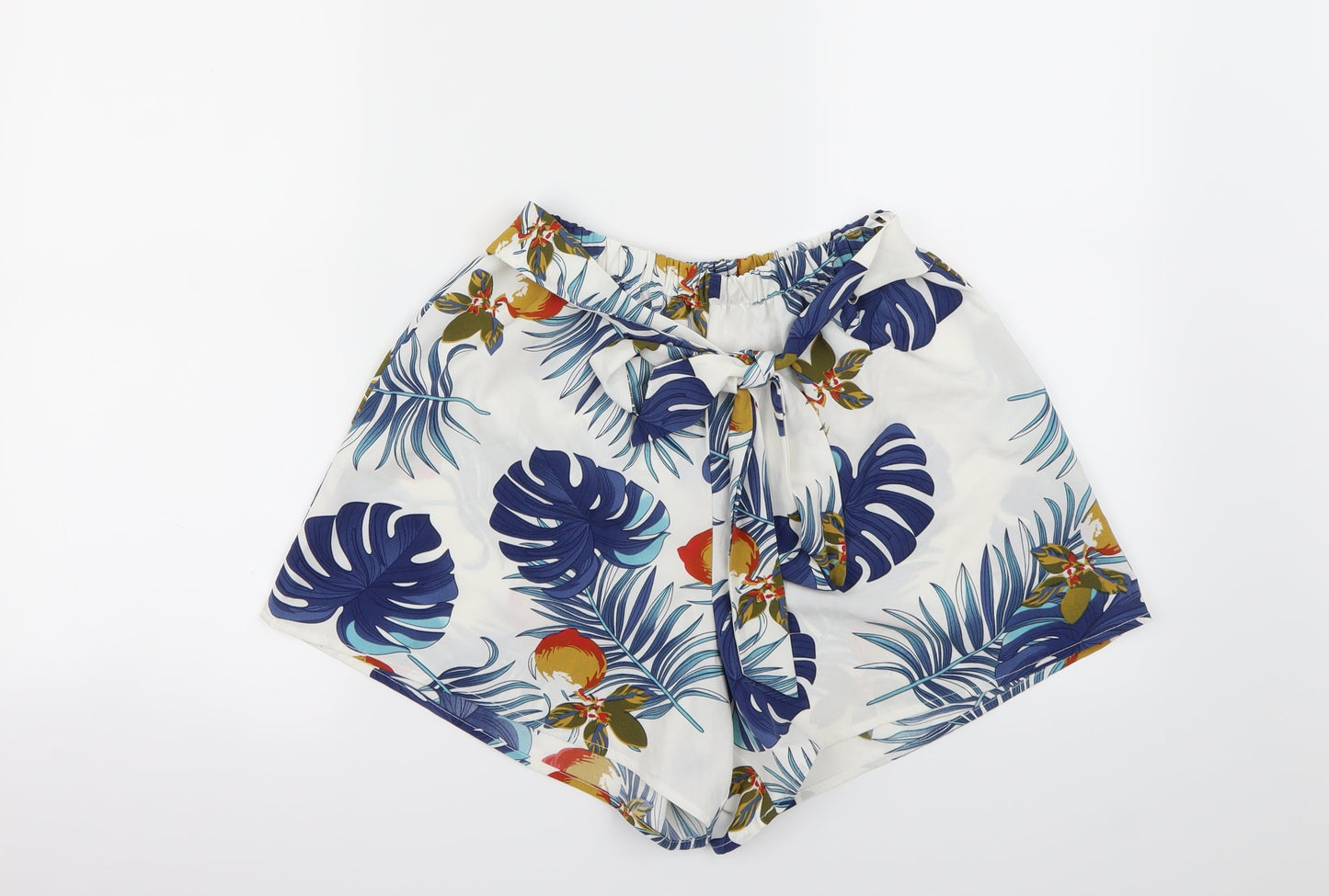 Preworn Womens White Floral  Paperbag Shorts Size S