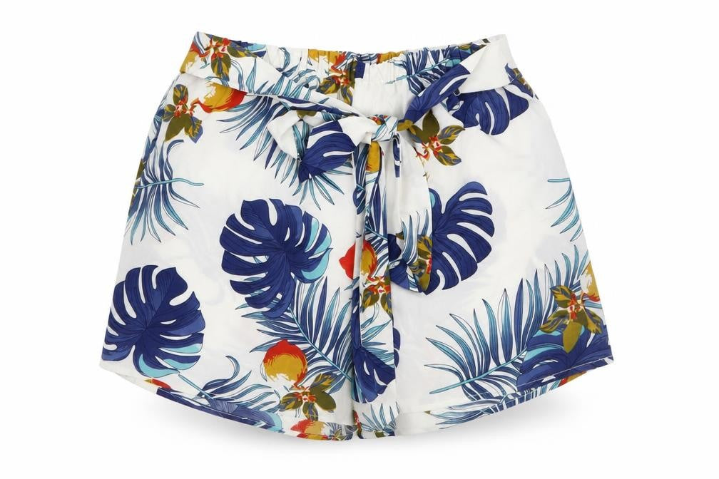 Preworn Womens White Floral  Paperbag Shorts Size S