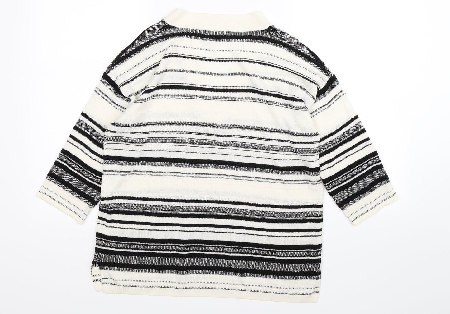 F&F Womens White Striped Knit Pullover Jumper Size 12