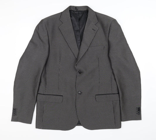 vincent trade Mens Black Check  Jacket Suit Jacket Size 40  - Made in Italy