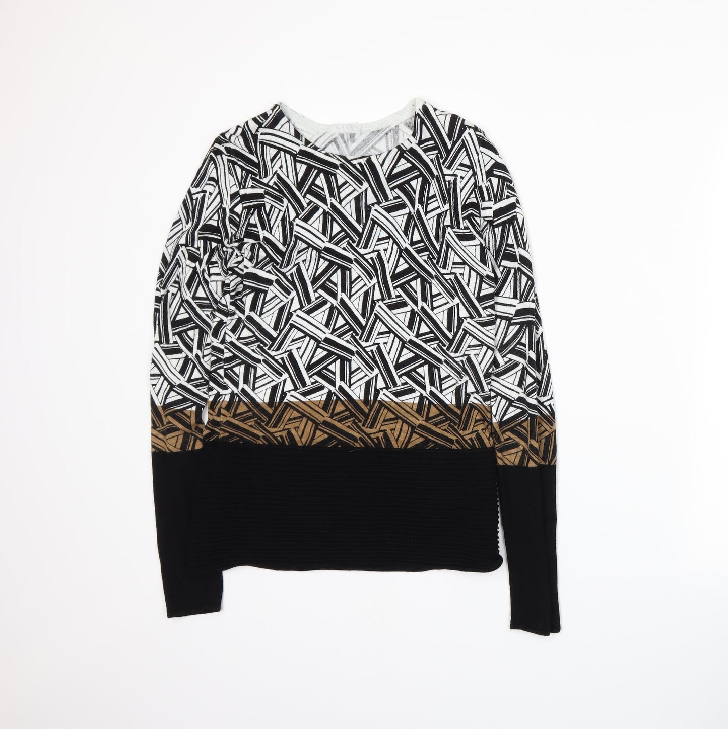 Preworn Womens Black Geometric  Pullover Jumper Size 8