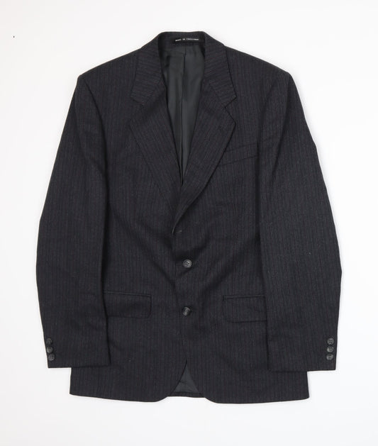 The Label Mens Grey Striped  Jacket Suit Jacket Size S