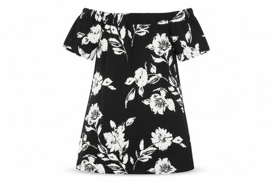 Boohoo Womens Black Floral  A-Line  Size 8