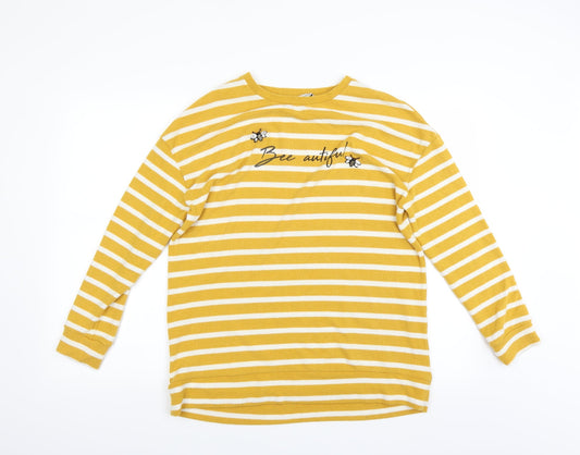 George Womens Yellow Striped  Pullover Jumper Size S  - beeautiful