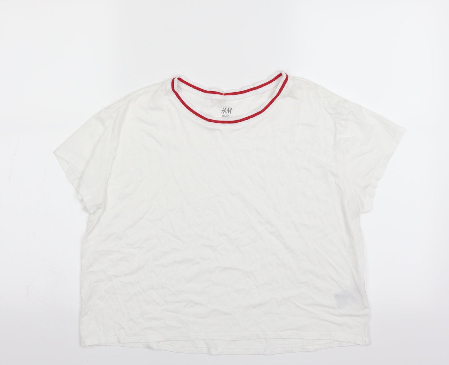 H&M Girls White   Cropped T-Shirt Size 12-13 Years