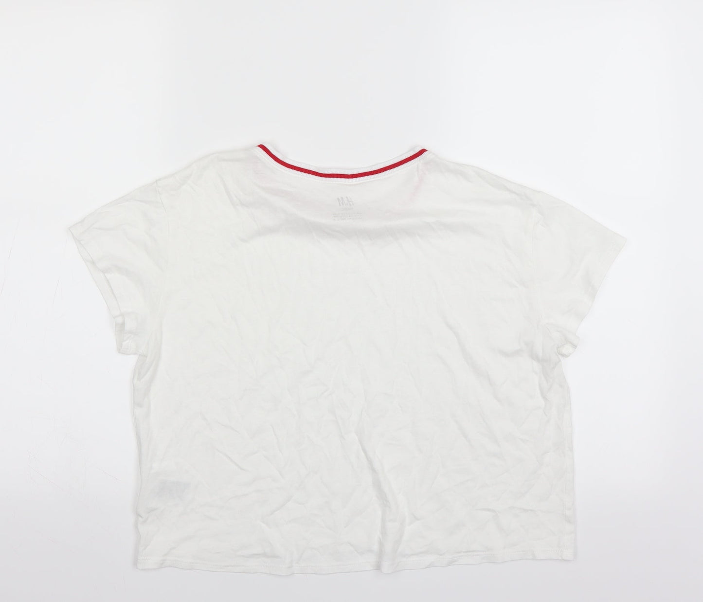 H&M Girls White   Cropped T-Shirt Size 12-13 Years