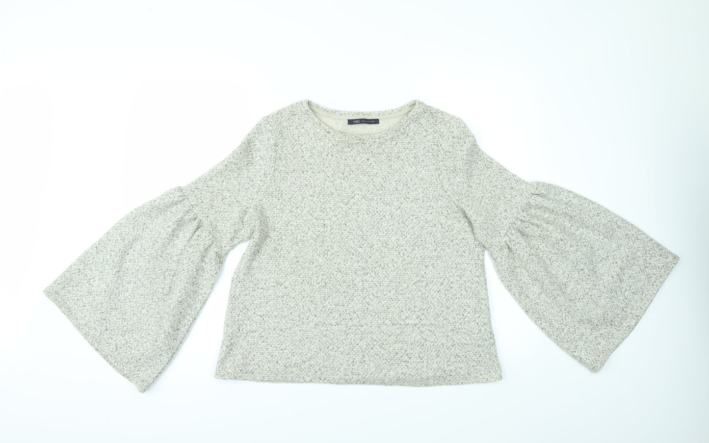 Marks and Spencer Womens Grey   Pullover Jumper Size 2  - flared sleeves