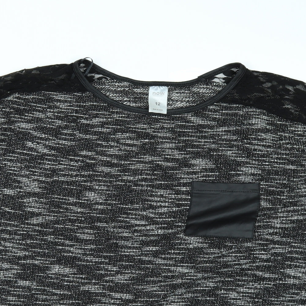 Now Womens Black   Tunic Blouse Size 12