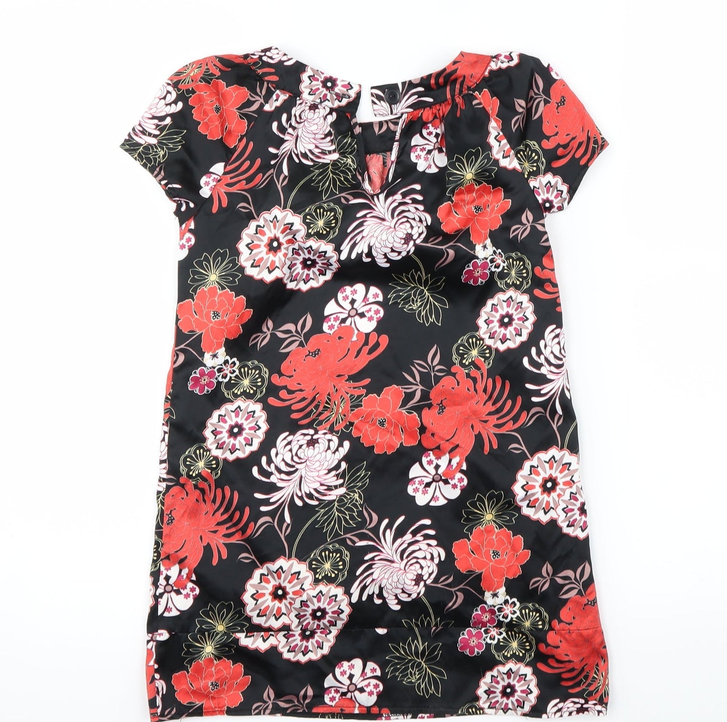 Debenhams Girls Black Floral  Basic Blouse Size 7 Years