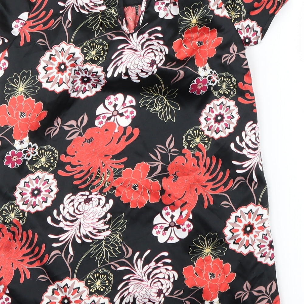 Debenhams Girls Black Floral  Basic Blouse Size 7 Years
