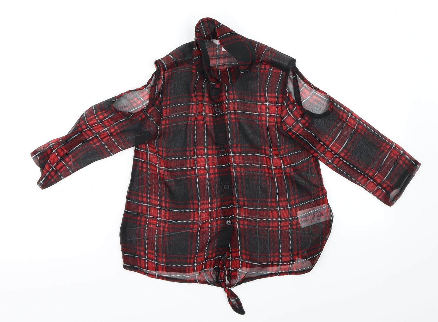 Miss Evie  Girls Black Check  Basic Button-Up Size 9 Years