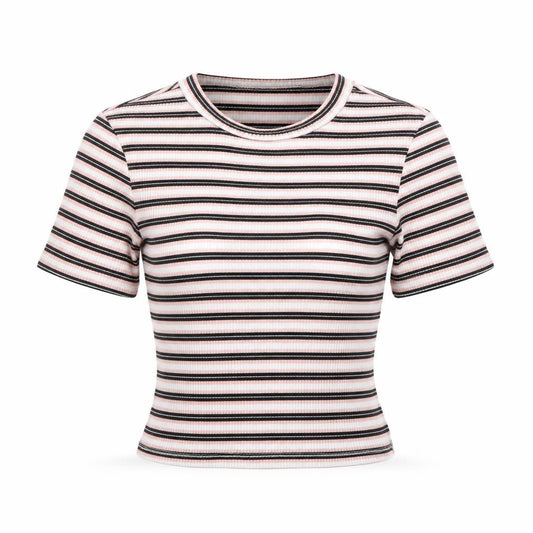 Preworn Womens Pink Striped  Cropped T-Shirt Size S