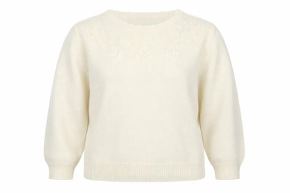 Berkertex Womens White Floral  Pullover Jumper Size 16