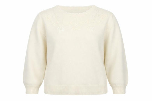 Berkertex Womens White Floral  Pullover Jumper Size 16